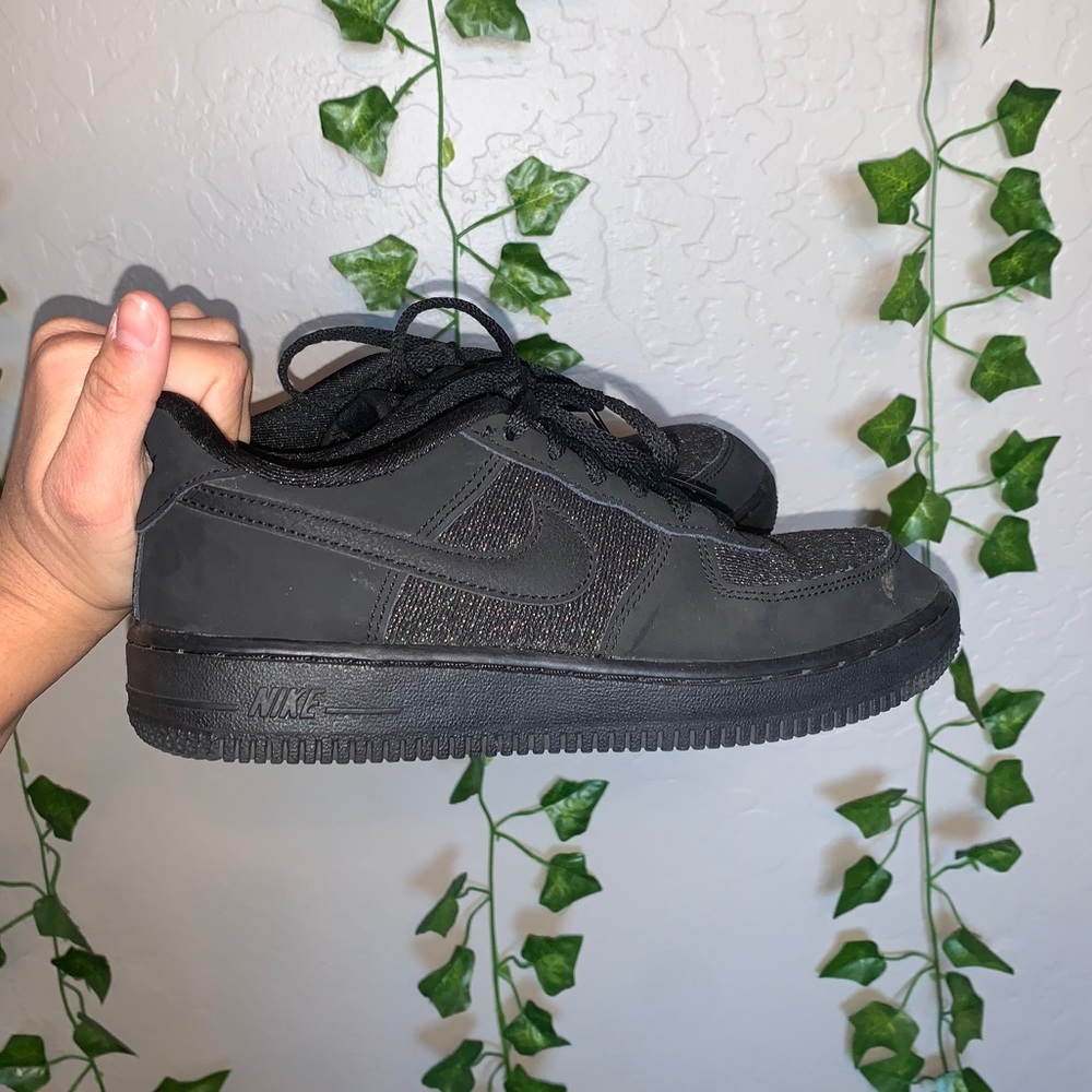 ☆Black glitter airforce 1 little girls size 3☆